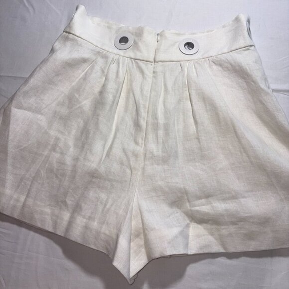 Womens Zimmermann Short Skort 100% Linen Ivory/White with Circle Button Detail 2 - Picture 6 of 12